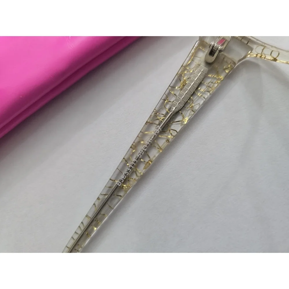 Betsey Johnson BJ535111 Clear Gold Lace Cat Eye Eyeglass Frames with Pink Pouch